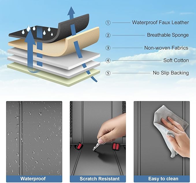 Ahsrnl Seat Covers Fit for Subaru Forester 2007-2025 2026 Cooling Ice Silk Faux Leather Seat Covers Breathable Seat Cushion Protector（2PCS Front Pair/Black&Gray