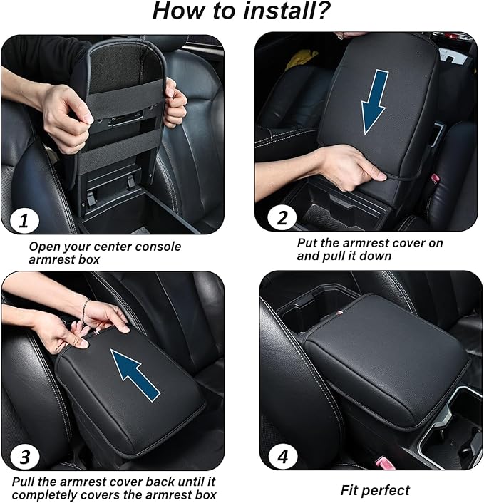 JKCOVER Compatible with 2024 2025 2026 Toyota Tacoma (4th Gen Tacoma) Center Console Armrest Cover Accessories PU Leather Car Anti-Scratch Armrest Cushion Lid Protector
