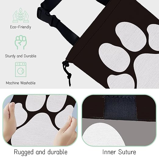 NHNXHWIA Dog Paw Car Trash Bag,Hanging Drawstring Car Garbage Bag,Waterproof Canvas Car Back Seat Organizer with Adjustable Buckle,for Vehicles,SUVs,Camping,Road Trips