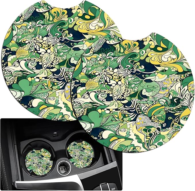 JANENFNA Car Armrest Cover Pads Universal Fashion Cute Auto Center Console Armrest Cover Pad with 2PCS Car Coasters Soft Waterproof Car Armrest Seat Protector for Women,Spiral Flower