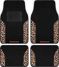 Rubbermaid Car Mats, Carpeted Floor Car Mat with Faux Leather & Built-in Heel Pad, Two-Tone Car Rug Floor Mats, Stylish Carpeted Floor Mats for Cars, Trucks & SUVs Leopard Patten Design