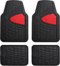 WYLF Automotive Floor Mats Waterproof Premium Tall Channel Trimmable Non-Slip Rubber Floor Mats - Full Set RED for Cars, Universal Fit, Floor Mats for Sedan, SUV, Truck Floor Mats