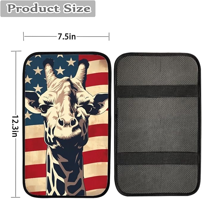 Car Center Console Pad, Universal Waterproof Car Armrest Seat Box Cover, Car Interior Accessories for Most Vehicle SUV Truck Vintage American Flag Griaffe Car Armrest Pad