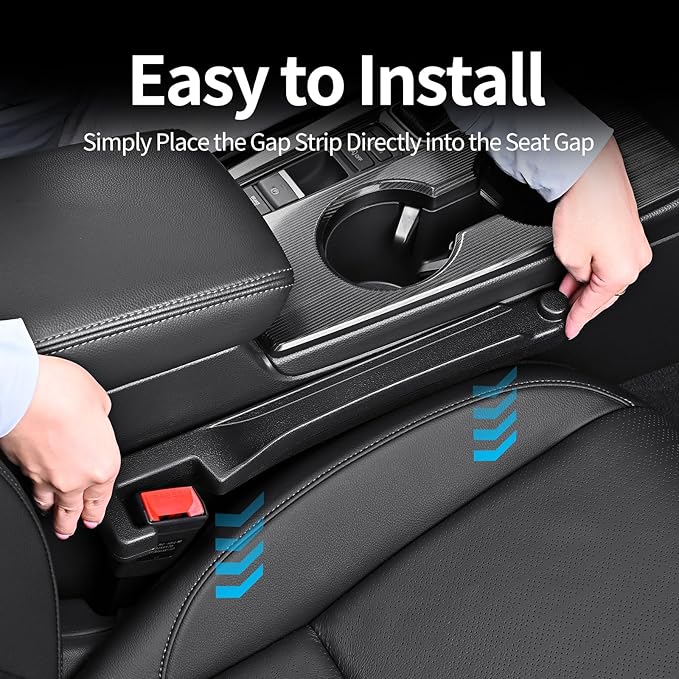 7F Car Seat Gap Filler, Car Organiser and Storage with Hook, Universal Car Accessories, Fit Sedan SUV Truck, Set of 2 - Black