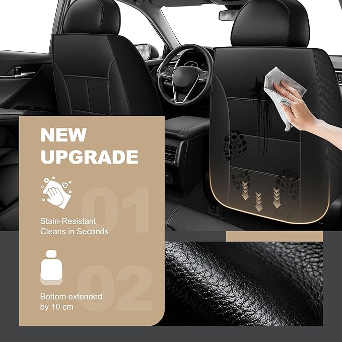 DISUTOGO Front Seat Covers Fit for Nissan Altima 2009-2025 2026 Waterproof Faux Leather Automotive Cushion Protector Car seat Covers Compatible Airbag(2 Seats, Black)