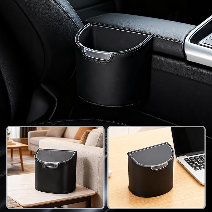 1Pc Car Trash Can and 4Pcs Car Coasters for Vehicle, Home, Office, Multipurpose, Car Accessories for Men and Women