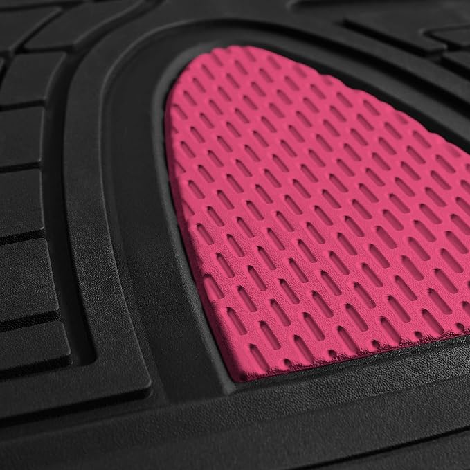 New Title: FH Group Car Floor Mats - Heavy-Duty Rubber Floor Mats for Cars, Universal Fit Full Set, Trimmable Automotive Floor Mats, Climaproof Floor Mats for Most Sedan, SUV, Truck Floor Mats Pink
