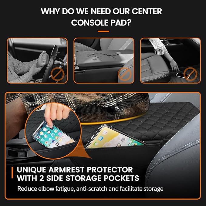 Custom for Center Console Cover 2025 2026 Toyota Camry Armrest Cover Accessories PU Leather Armrest Seat Box Cover Protector with Pockets Storage Bag