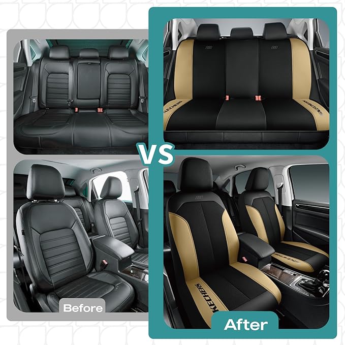 Skechers Car Seat Covers,GOGA Mat Oxford Cloth Seat Covers,Waterproof Car Seat Covers Front Seats,Automotive Universal Fit Seat Cover for Most Cars, Suvs, Trucks,Beige