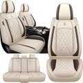 JGDL Car Seat Covers for Subaru Crosstrek 2016-2026, 5 Piece Set Nappa Leather Non-Slip Seat Protectors, Breathable Seat Cover Set. (Standard 5 Seats, Beige)