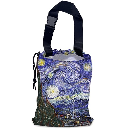 NHNXHWIA Starry Night Car Garbage Bag,Waterproof Small Car Trash Bag Hanging Back of Seat,Drawstring Hanging Car Trash Bag with Adjustable Buckle for Car Accessories