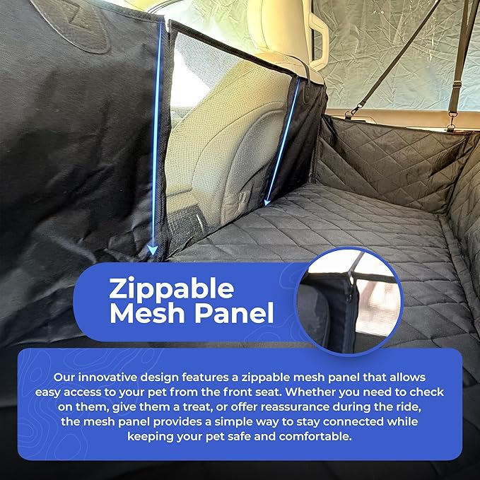 4Knines Hard Bottom Back Seat Extender for Dogs – Waterproof Dog Car Seat Cover – Heavy Duty Backseat Protector for Cars, SUVs, Trucks – Built-in EZ Open Door Protector (Camo, XL)
