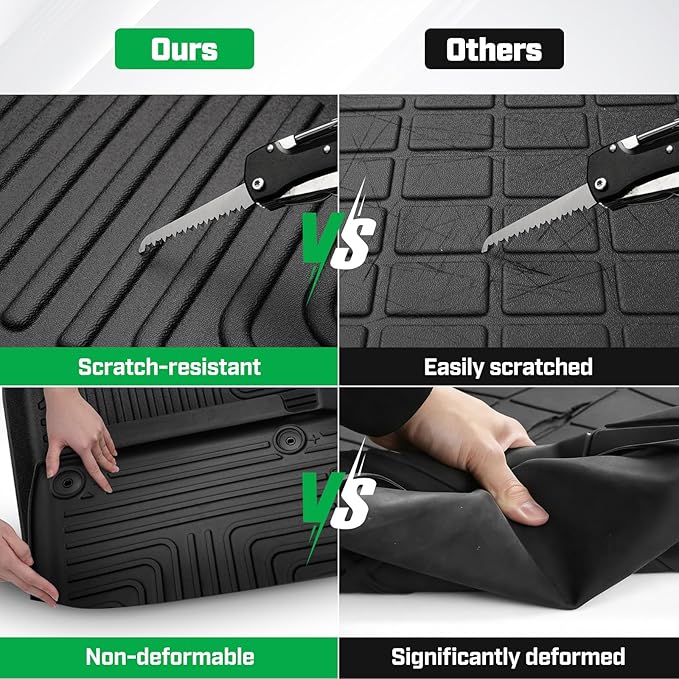 Cartist Floor Mats Fit for 2013-2018 Dodge Ram 1500/2500/3500 Crew Cab,2019-2024 for Dodge Ram 1500 Classic Crew Cab 4 Full Size Doors All Weather TPE Floor Liners for Ram Accessories 1st & 2nd Row