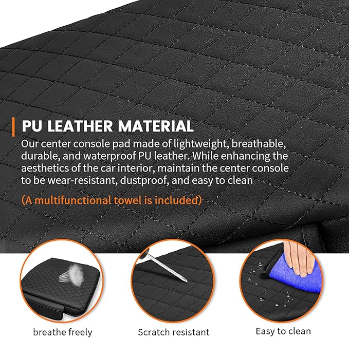 Custom for Center Console Cover 2019-2024 2025 2026 Dodge Ram 1500/2500/3500 Armrest Cover Accessories PU Leather Armrest Seat Box Cover Protector (Bucket Seat Only)