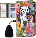 Car Registration Holder, Waterproof PU Leather Vehicle Card Document Glove Box Organizer, Women Interior Auto Accessories Case for Cards, Driver License Car Insurance Holder, Dalmatian Dog Floral