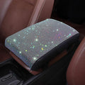 Bling Car Armrest Cover with Memory Foam Cushion Pad & Rhinestones, Universal Diamond Center Console Cover for Cars, Bling Middle Console Cover, Bling Car Accessories for Women, AB Color