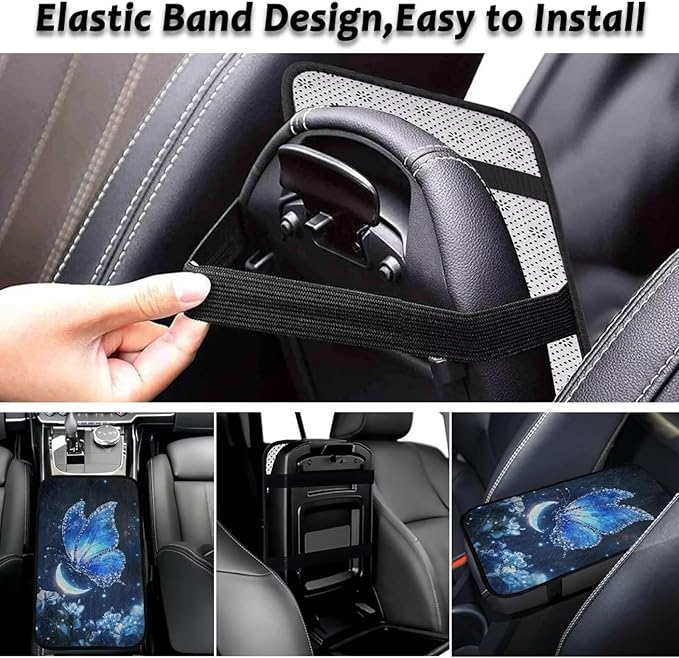 Bulopur Blue Butterfly Car Center Console Cushion Pad Armrest Cover Protec Arm Rest Cover Car Flannel Protect from Pet Claws 12.01 x 7.28 Inch Universal Fit for Vehicles,Cars,Suvs,Vans,Sedans