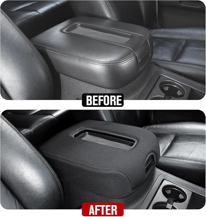 JeCar Armrest Cover Neoprene Center Console Cushion Pad Compatible with Chevy Silverado/Suburban/Tahoe/Avalanche/GMC Yukon 2007-2013