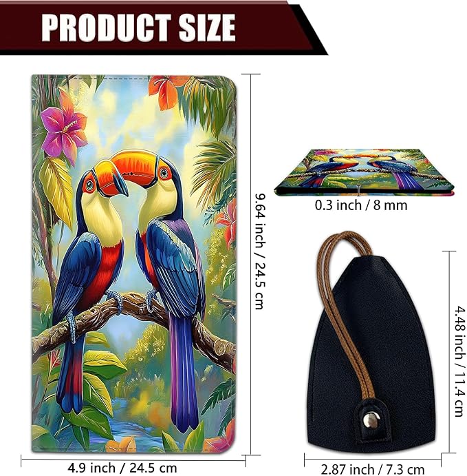 Car Document Holder with Magnetic Shut, Car Registration and Insurance Card Holder, Vehicle Glove Box Organizer Documents, Driver License, Auto Paperwork Organizer Wallet, Colorful Bird In Rainforest