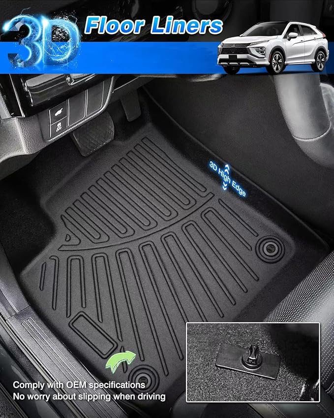 Cartist Floor Mats & Cargo Liner Custom Fit for Mitsubishi Eclipse Cross 2018 2019 2020 Accessories All Weather Cargo Liners Carpet Protection TPE Odorless