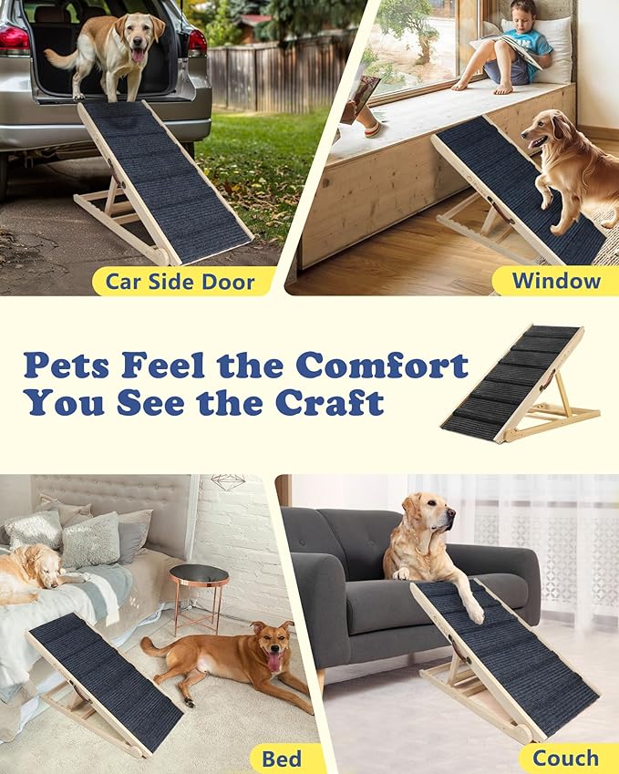 iPetba Dog Ramp for Bed & Couch for Large Dogs - Joint-Friendly, Anti-Slip, Adjustable, Extra Wide & Stable, Up to 200 lbs