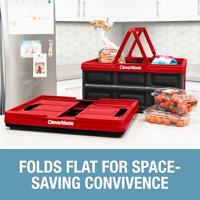 CleverMade Collapsible Basket (60% Recycled) - 32L - Canada Red