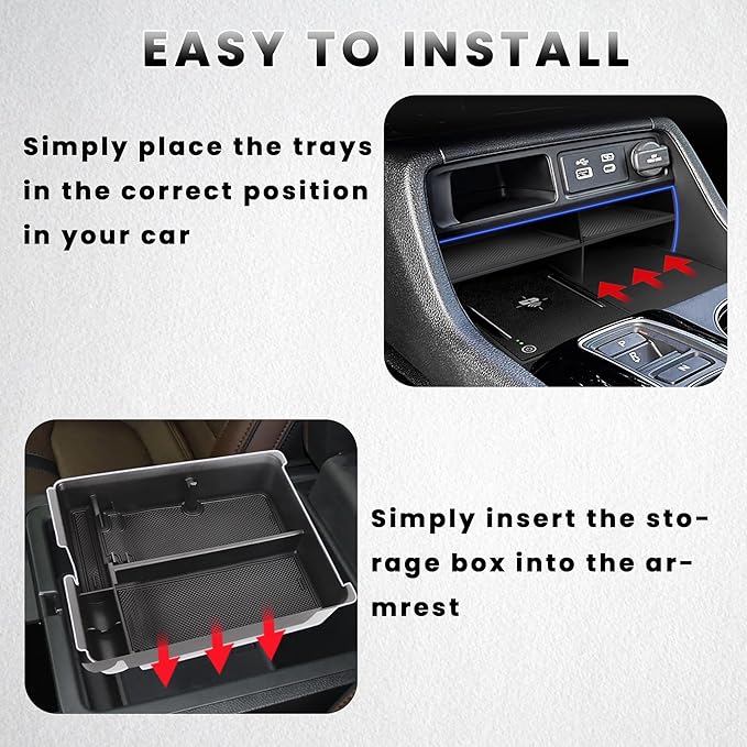 Neepiar 2PCS Center Console Organizer Compatible with 2023 2024 2025 2026 Honda Pilot/ 2026 Honda Passport Armrest Tray Insert Divider Slot Box Secondary ABS Plastic Material Interior Accessories