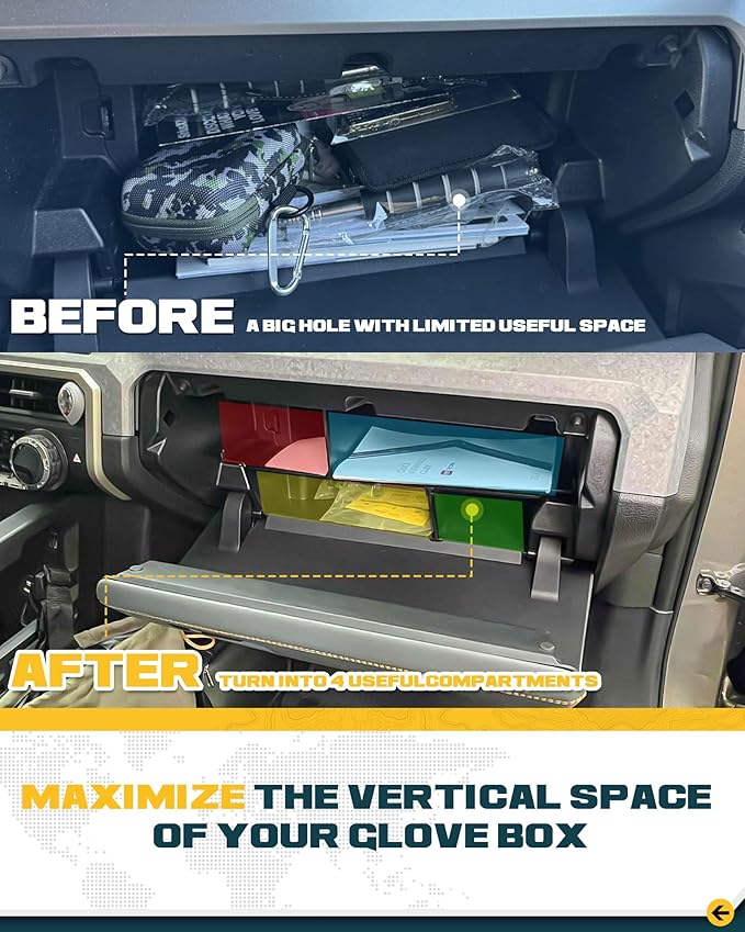 Trumgeta Glove Box Organizer Fit for 2024 2025 2026 Toyota Tacoma Glove Box Compartment Insert Storage Divider 4th Gen Tacoma Accessories