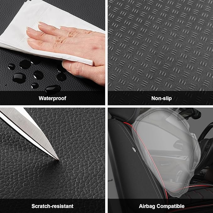 DISUTOGO Seat Covers Fit for Altima 2009-2023 2024 2026 Front Seat Covers Faux Leather Car Seat Covers Breathable Waterproof Car Seat Protector (2 Seats, Black&Redline)
