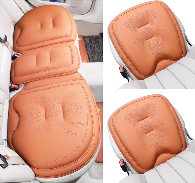 Comfort Dreamcatcher Car Seat Cushion Non-Slip - Relaxing, Optimal Support & Posture for Long Drive (Full Set (Cognac Brown))