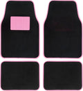 Universal Car Floor Mats Rubber Edge Carpet Pink Non-Slip Washable Mats Front 45 x 65 cm Rear 44 x 33 cm
