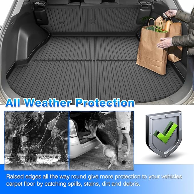 Floor Mats for 2019-2024 2025 Toyota RAV4 (Include Hybrid) Cargo Liner with Back Seat Cover for RAV4 Accessories, All Weather TPE Trunk Mats for RAV4 LE/XLE/Limited/TRD/Adventure (5 PCS)