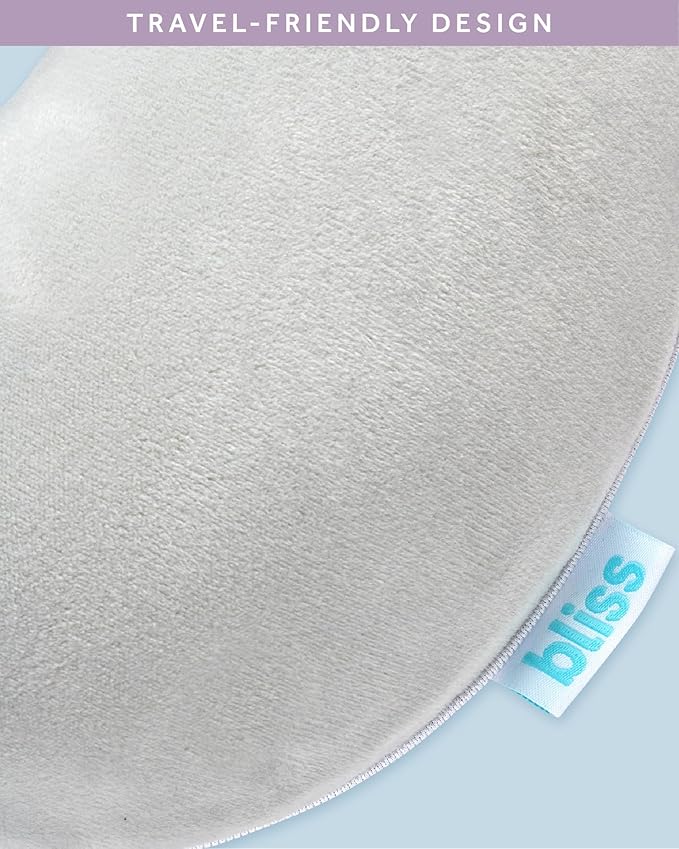 Bliss Neck Pillow - Lightweight U-Shaped Memory Foam Travel Neck Pillow with Snap Closure for Airplanes, Traveling, Offices, Cars, Grey Fleece