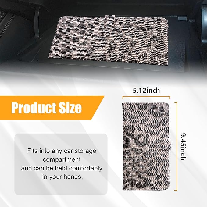 Kewucn Car Registration and Insurance Holder, Leather Auto Glove Box Organizer with Magnetic Shut, Vehicle Compartment Accessories Case for Cards, Driver License & Essential Documents