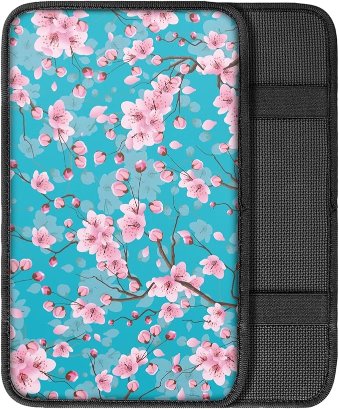 Cherry Blossom Car Center Console Cover,Comfortable Car Armrest Cover Pad,Universal Fit for Sedan, Truck, SUV