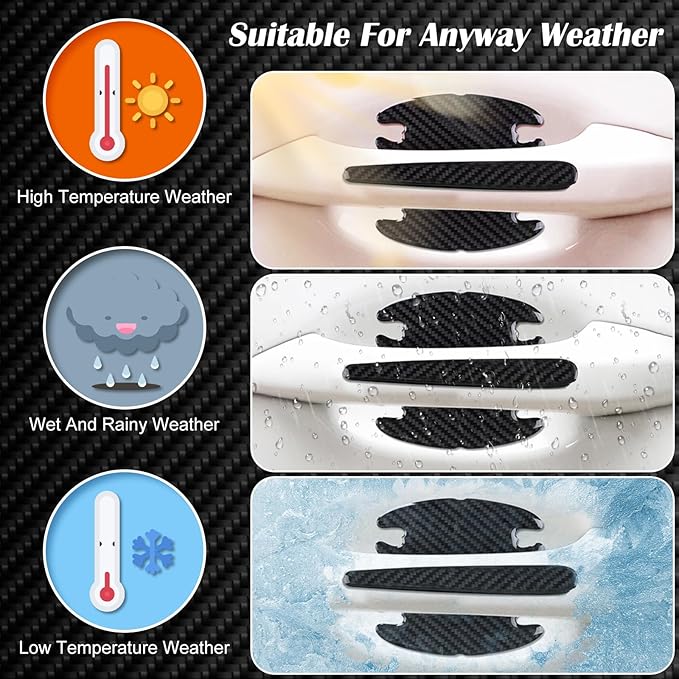 16PCS Car Door Handle Scratch Protector Set- 8PCS Clear Transparent & 8PCS Carbon Fiber Sticker Guard Cover Avoiding Scratches, Auto Accessories for SUV,Cars