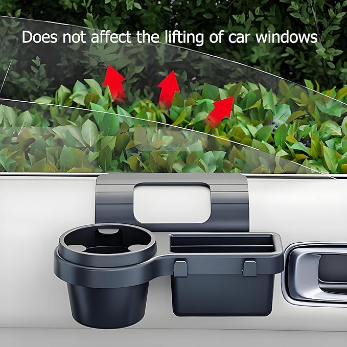 GDQ Car Window Organizer, Multi-Functional Window Mount Storage Rack with 2.79 Inch Cup Holder, Phone Holder, Key Hook & Charging Port, Universal Fit for SUV Truck Sedan（1 Pack）