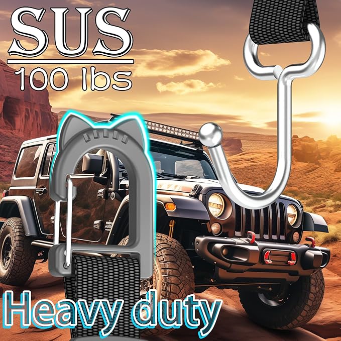 QUIDAOSO Headrest Hooks for Car, Heavy Duty Metal Utility Seat Hooks, Car Gifts, Car Accessory Organizer, 2-Pack