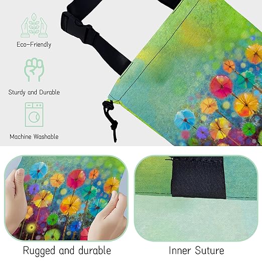 NHNXHWIA Watercolor Floral Car Trash Bag,Hanging Drawstring Car Garbage Bag, Waterproof Canvas Car Back Seat Organizer with Adjustable Buckle, for Vehicles, SUVs, Camping, Road Trips