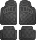 FH Group Automotive Floor Mats Universal Fit Trimmable Climaproof for All Weather Heavy Duty Rubber fits Most Cars, SUVs, and Trucks, with Footprint Design, Full Set Solid Black