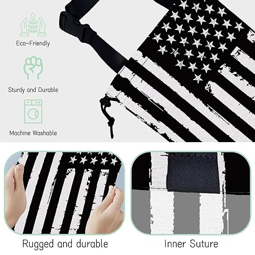 NHNXHWIA Retro American Flag Car Trash Bag,Hanging Drawstring Car Garbage Bag,Waterproof Canvas Car Back Seat Organizer with Adjustable Buckle,for Vehicles,SUVs,Camping,Road Trips