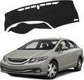Upgraded Dash Mat for 2012-2015 Honda Civic Polyester Dash Board UV Protection Non-Slip Windshield Reflective Dash Cover Interior Accessory Black