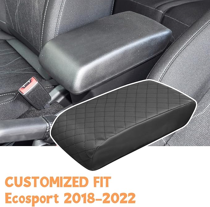 Center Console Cover Compatible with Ford Ecosport 2018-2022 Leather Armrest Box Cushion Cover Middle Console Pad
