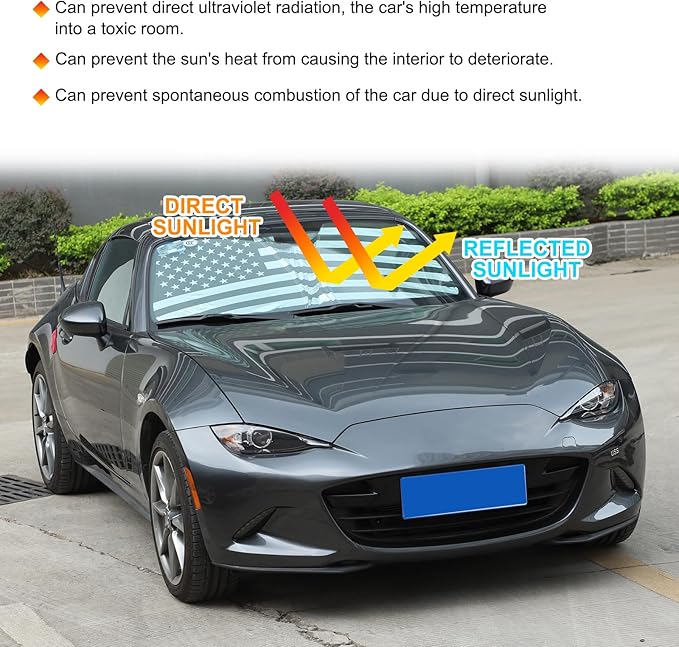 1 Pieces Car Sun Shade for Windshield,Sun Visor Front Windshield Sunshade,Foldable Windshield Cover Fits 2016 2017 and up, Compatible with Mazda MX5 (C)