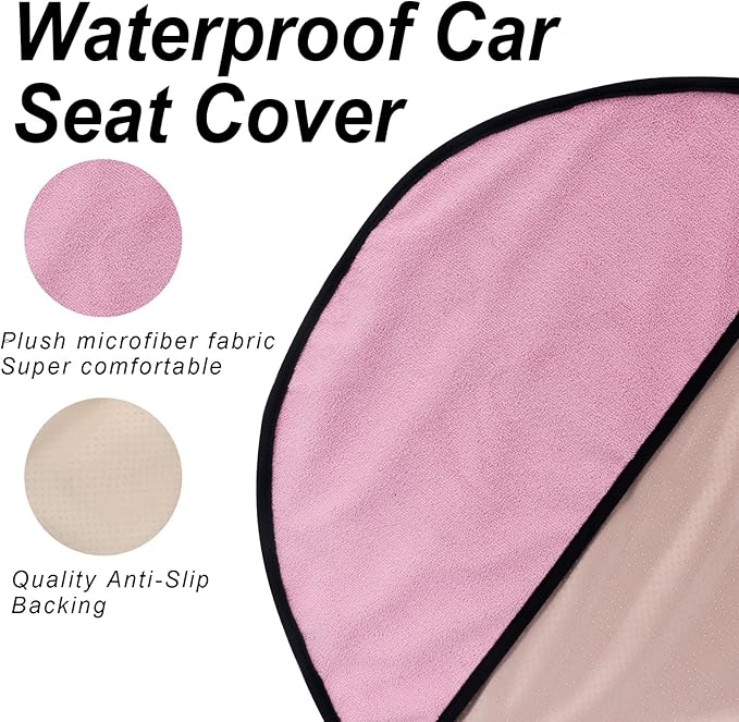 nbnhxnff Sweat Towel Car Seat Cover Protector Front Seats for Gym Workout, Running, Swimming, Beach and Hiking, Waterproof Universal Seat Cover for Car, Trucks, Van & SUV (Pink, 2pcs Front Seat)