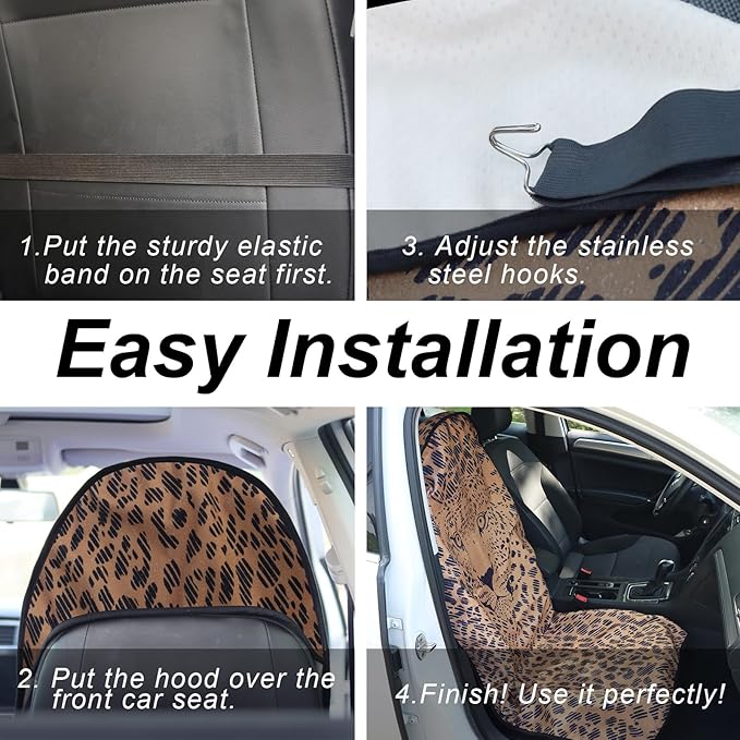nbnhxnff Sweat Towel Car Seat Cover Protector Front Seats for Gym Workout, Running, Swimming, Beach and Hiking, Waterproof Universal Seat Cover for Car, Trucks, Van & SUV (Leopard, 1pcs Front Seat)