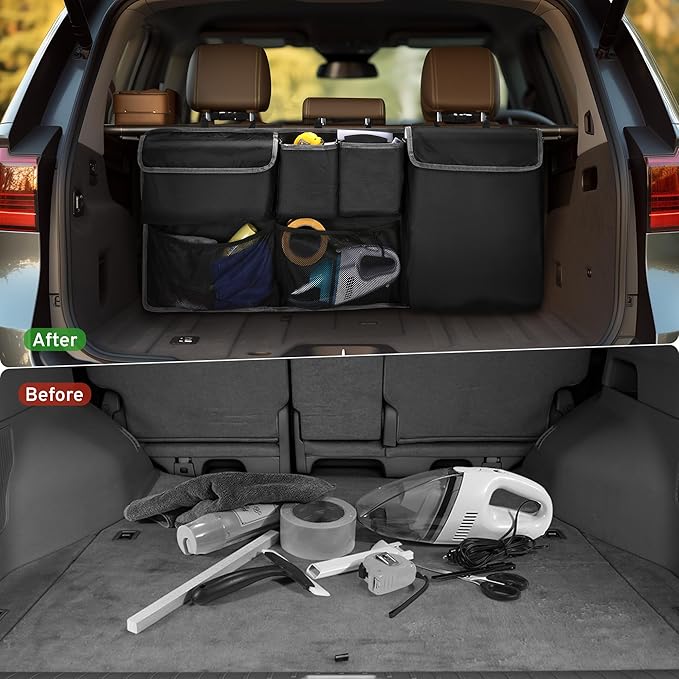 XHRING Car Trunk Organizer Storage Backseat Hanging Bag for Jeep Wrangler Grand Cherokee Renegade Cherokee Compass JL Wagoneer Patriot Liberty JK TJ Commander 2/4 Door SUV Accessories 2000-2025 2026