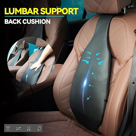 XUKEY Inflatable Car Lumbar Back Support Cushion,Back Pain Relief Car Seat Lumbar Cushion,Adjustable Air Motion Backrest to Suit Personal Habits and Contours (Black)
