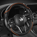3D Car Steering Wheel Cover Comfort Grip Massage Sporty Anti-Slip Carbon Fiber Faux Leather for F150, Trucks, Jeep, Van, Car Handle Covers for All Seasons, 15.2-16in, Orange