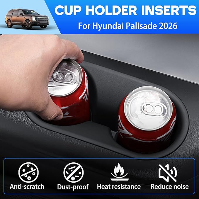 5PCS for 2026 Hyundai Palisade Accessories Wireless Charging Mat Center Console Cup Holder Insert 2nd Row Door Side Cup Holders 3rd Row Drink Holder Organizer Cupholder Coaster for Hyundai Palisade